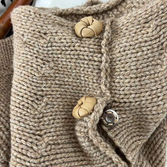 MANOUSH Cardigan Size L Large Beige Tan Hand Knit Sweater Wool Button RARE - Picture 6 of 7